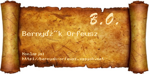 Bernyák Orfeusz névjegykártya